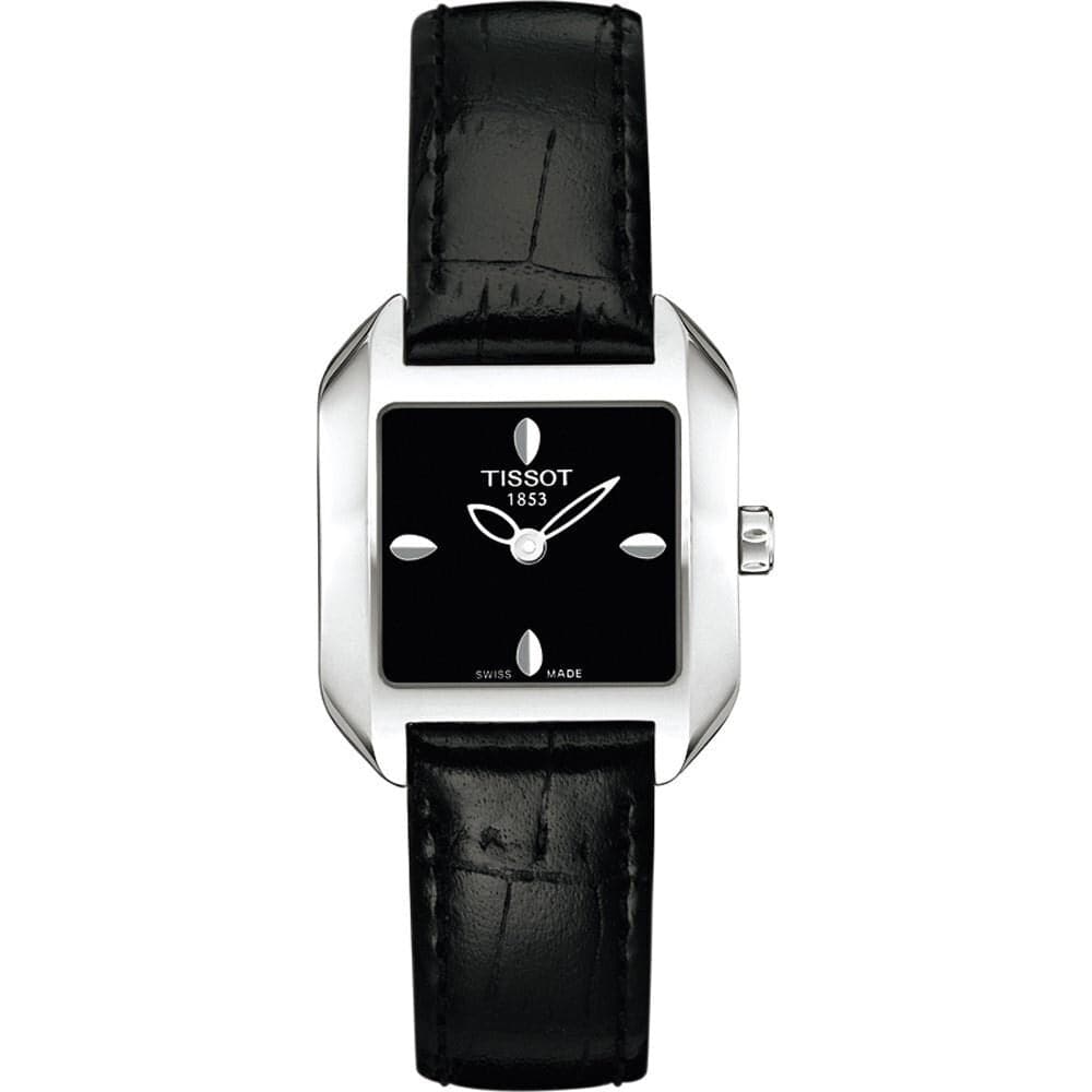 Tissot Womens T-Wave Black Leather Watch T02122551