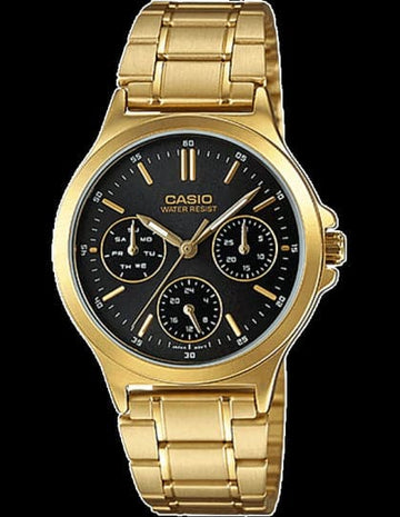 CASIO ENTICER LADIES Gold Multi-Dial - Women's Watch A1914 - Kamal Watch Company