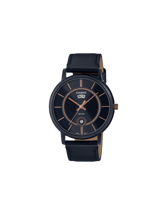 ENTICER MEN MTP-B120BL-1AVDF - A2043 Black Leather - Men's Watch - Kamal Watch Company
