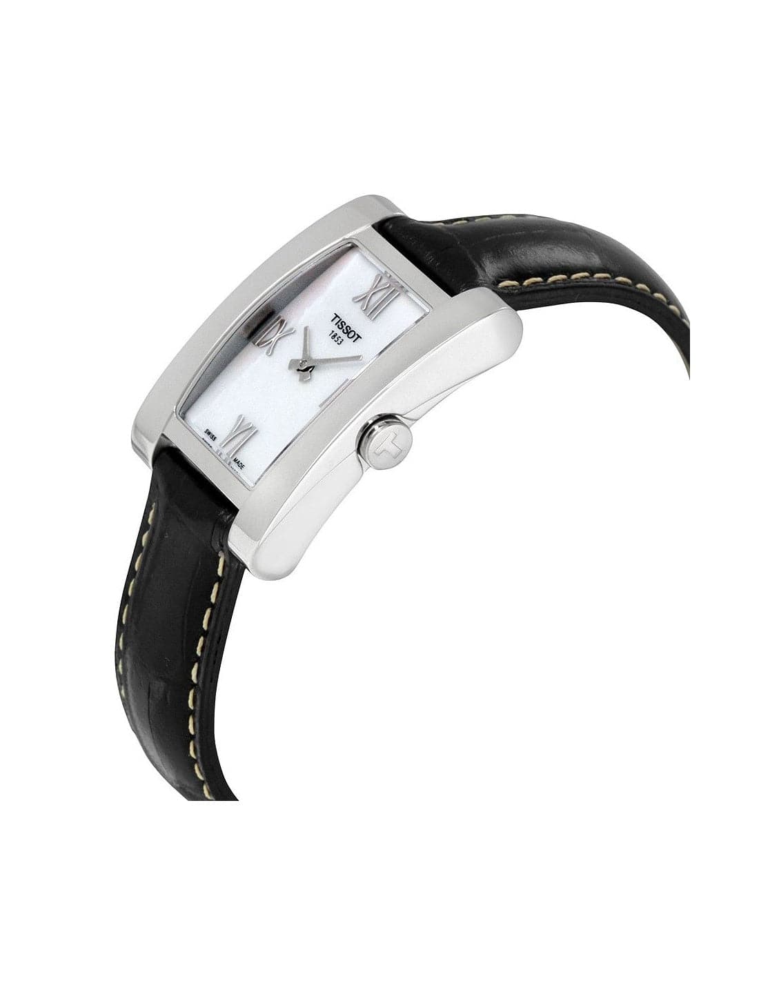 TISSOTT-Lady Generosi-T White Mother of Pearl Dial Black Leather Ladies Watch T007.309.16.113.02 - Kamal Watch Company