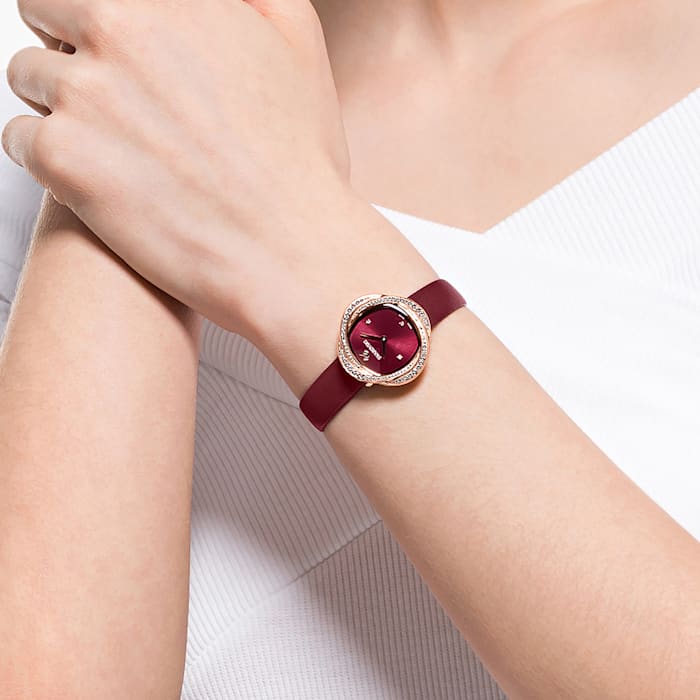 Swarovski Crystal Flower watch Swiss Made, Leather strap 5552780 - Kamal Watch Company