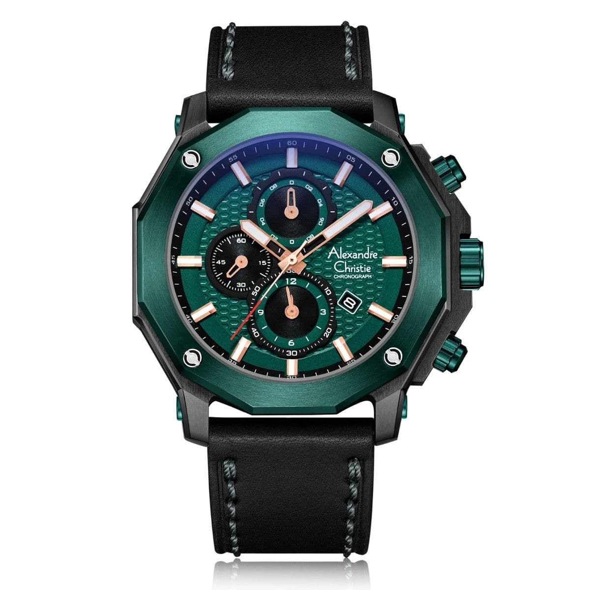 ALEXANDRE CHRISTIE Chronograph For Men - Rebel Green 6586MCLBURBU - Kamal Watch Company