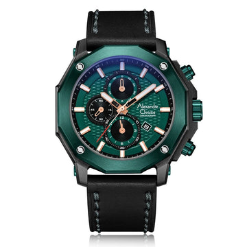 ALEXANDRE CHRISTIE Chronograph For Men - Rebel Green 6586MCLBURBU - Kamal Watch Company