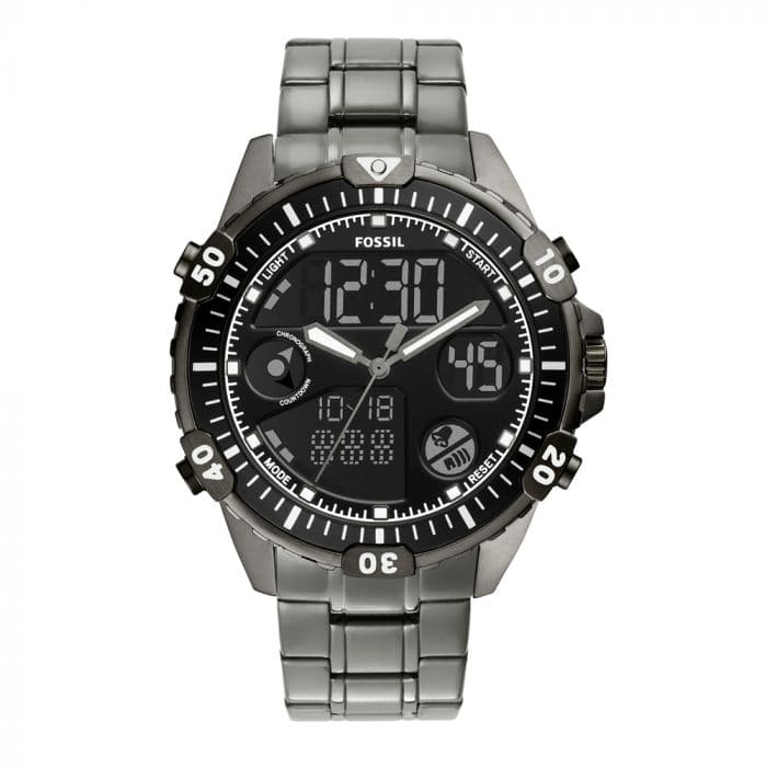 Fossil Garrett analogue-Digital Smoke Stainless Steel Watch - Kamal Watch Company