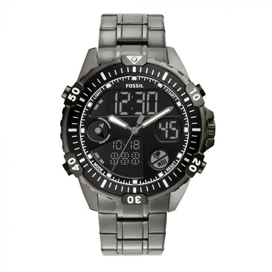 Fossil Garrett analogue-Digital Smoke Stainless Steel Watch - Kamal Watch Company