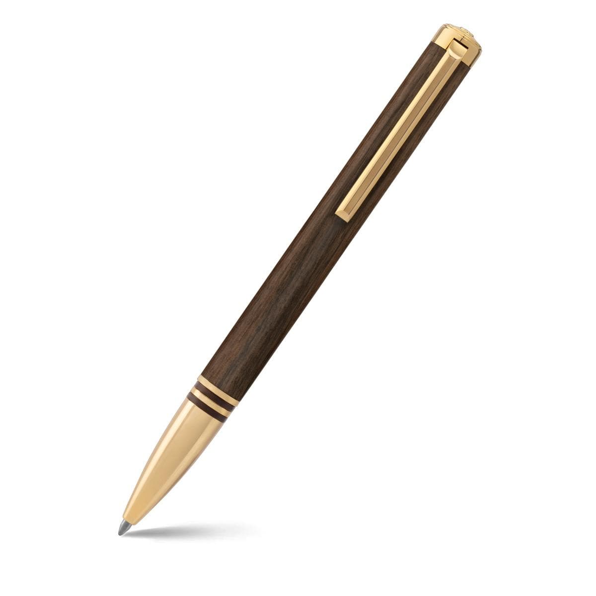 LAPIS BARD Contemporary Torque Hickory Ballpoint Pen - Brown with Gold Trims WP33015 - Kamal Watch Company
