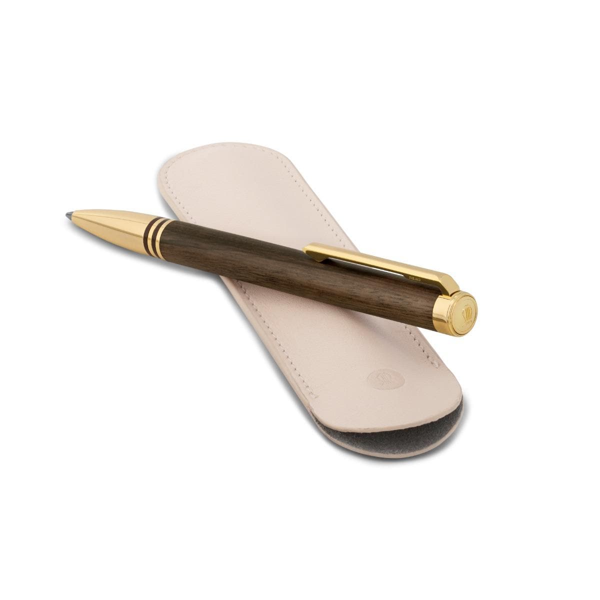 LAPIS BARD Contemporary Torque Hickory Ballpoint Pen - Brown with Gold Trims WP33015 - Kamal Watch Company