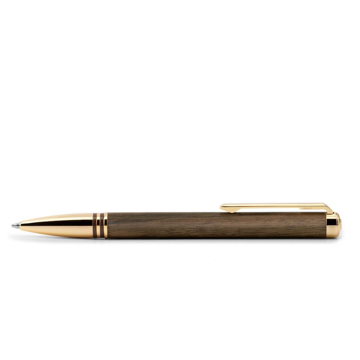 LAPIS BARD Contemporary Torque Hickory Ballpoint Pen - Brown with Gold Trims WP33015 - Kamal Watch Company