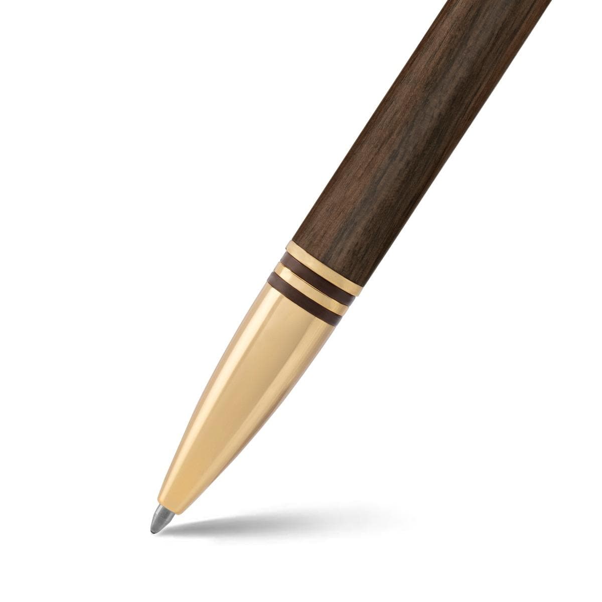 LAPIS BARD Contemporary Torque Hickory Ballpoint Pen - Brown with Gold Trims WP33015 - Kamal Watch Company