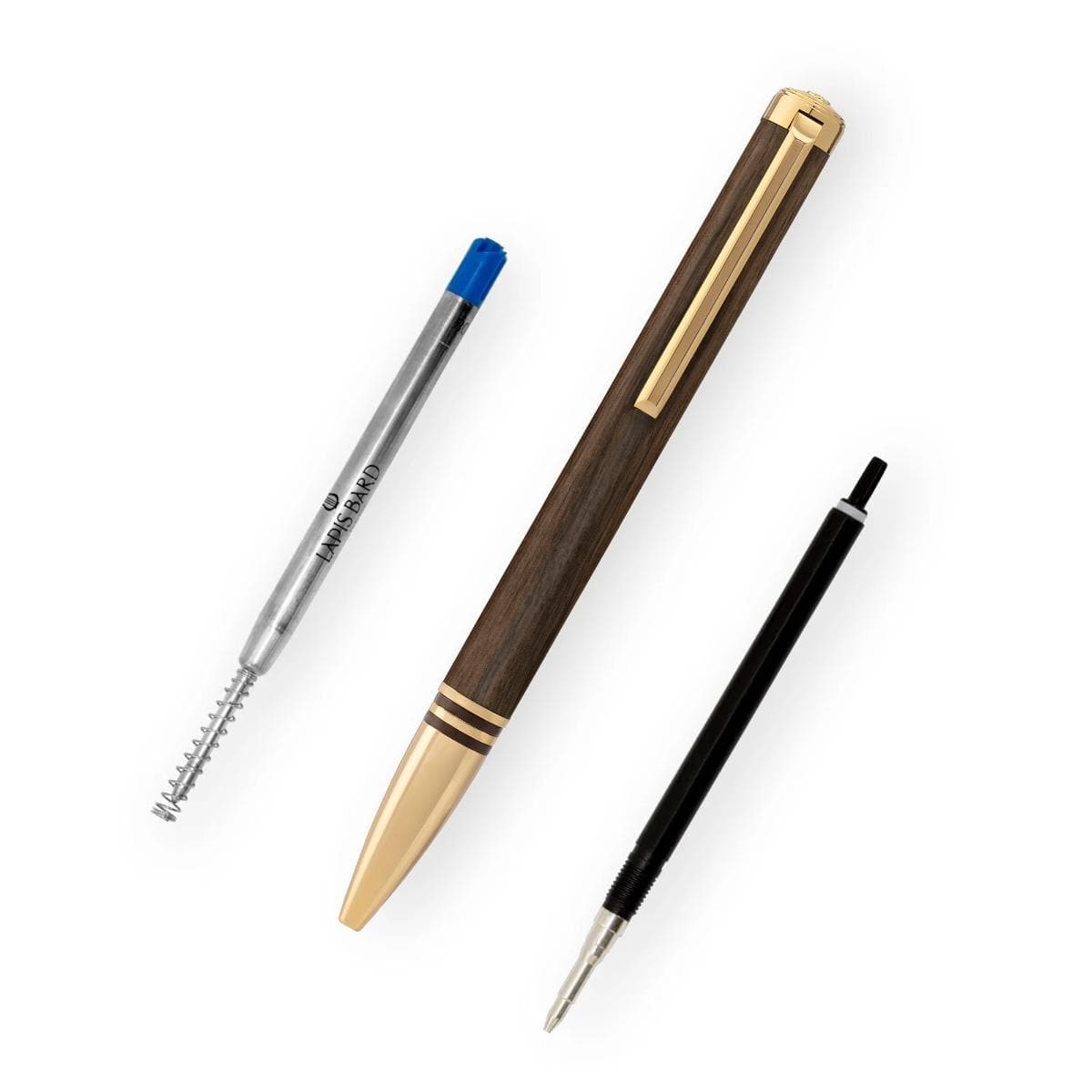 LAPIS BARD Contemporary Torque Hickory Ballpoint Pen - Brown with Gold Trims WP33015 - Kamal Watch Company
