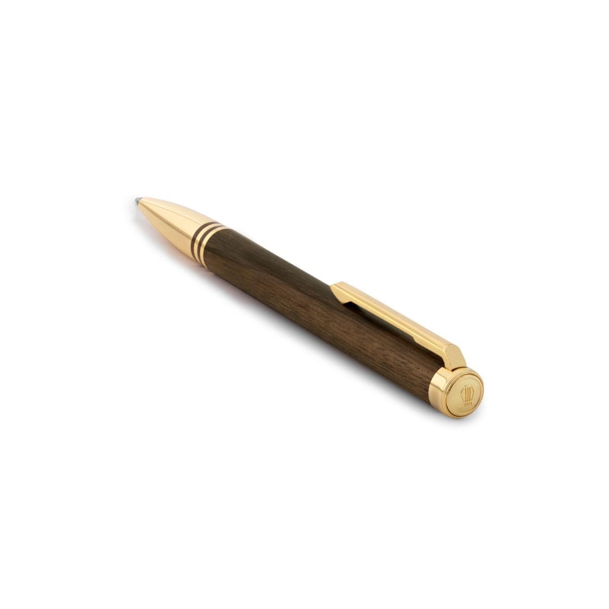 LAPIS BARD Contemporary Torque Hickory Ballpoint Pen - Brown with Gold Trims WP33015 - Kamal Watch Company