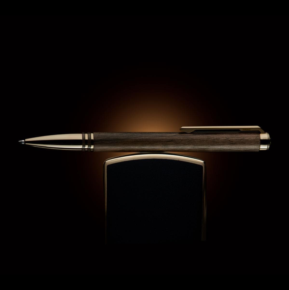 LAPIS BARD Contemporary Torque Hickory Ballpoint Pen - Brown with Gold Trims WP33015 - Kamal Watch Company