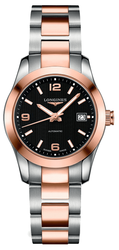 LONGINES Conquest Classic Automatic Stainless Steel and 18kt Rose Gold Ladies Watch L2.285.5.56.7 - Kamal Watch Company
