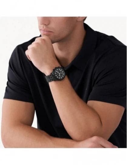 Michael Kors Hutton 43 mm Black Dial Stainless Steel Chronograph Watch for Men - MK9089 - Kamal Watch Company