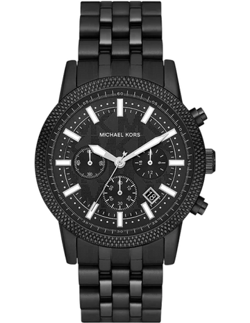 Michael Kors Hutton 43 mm Black Dial Stainless Steel Chronograph Watch for Men - MK9089 - Kamal Watch Company