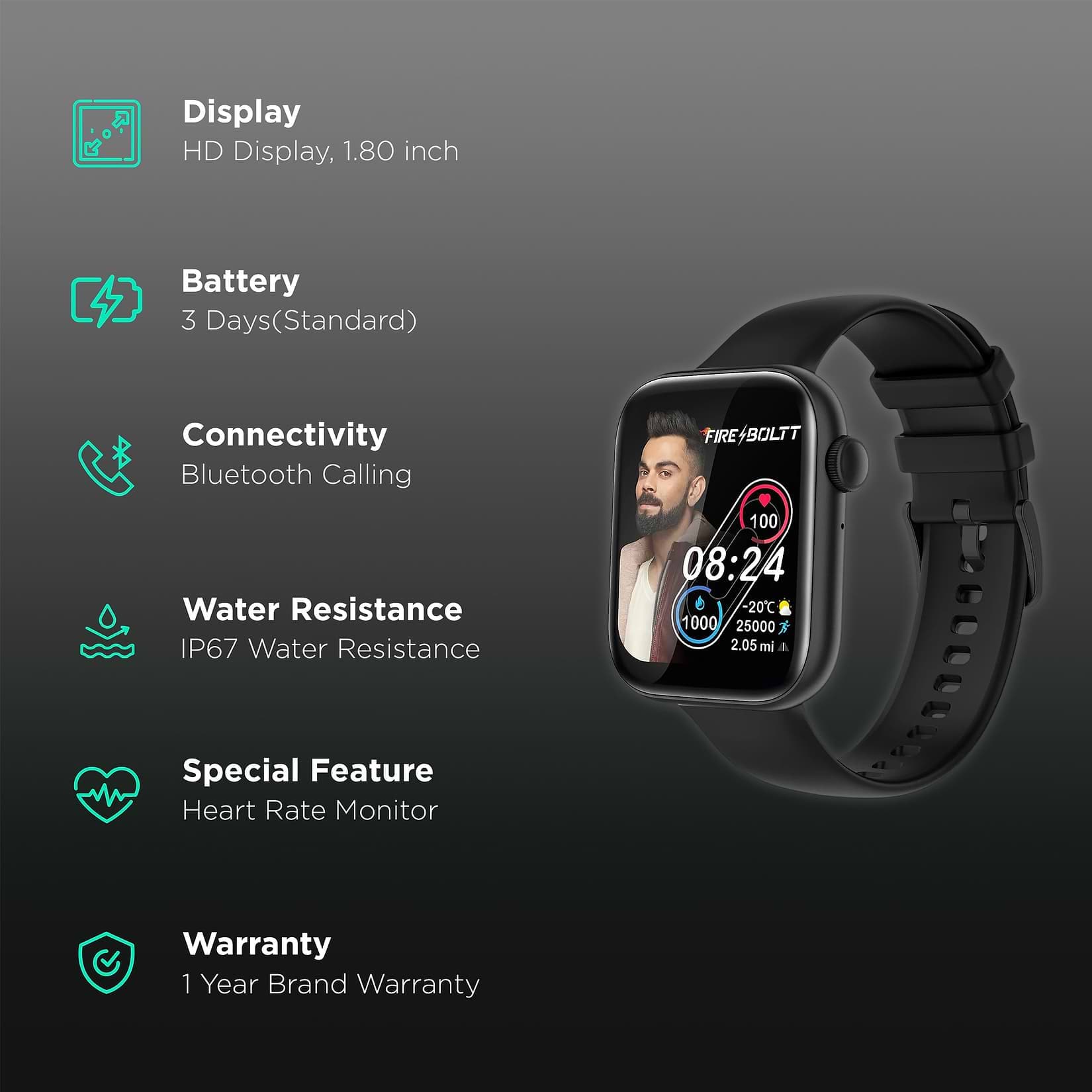 Fire-Boltt Ring 3 Smartwatch with Bluetooth Calling BSW043-BLACK - Kamal Watch Company