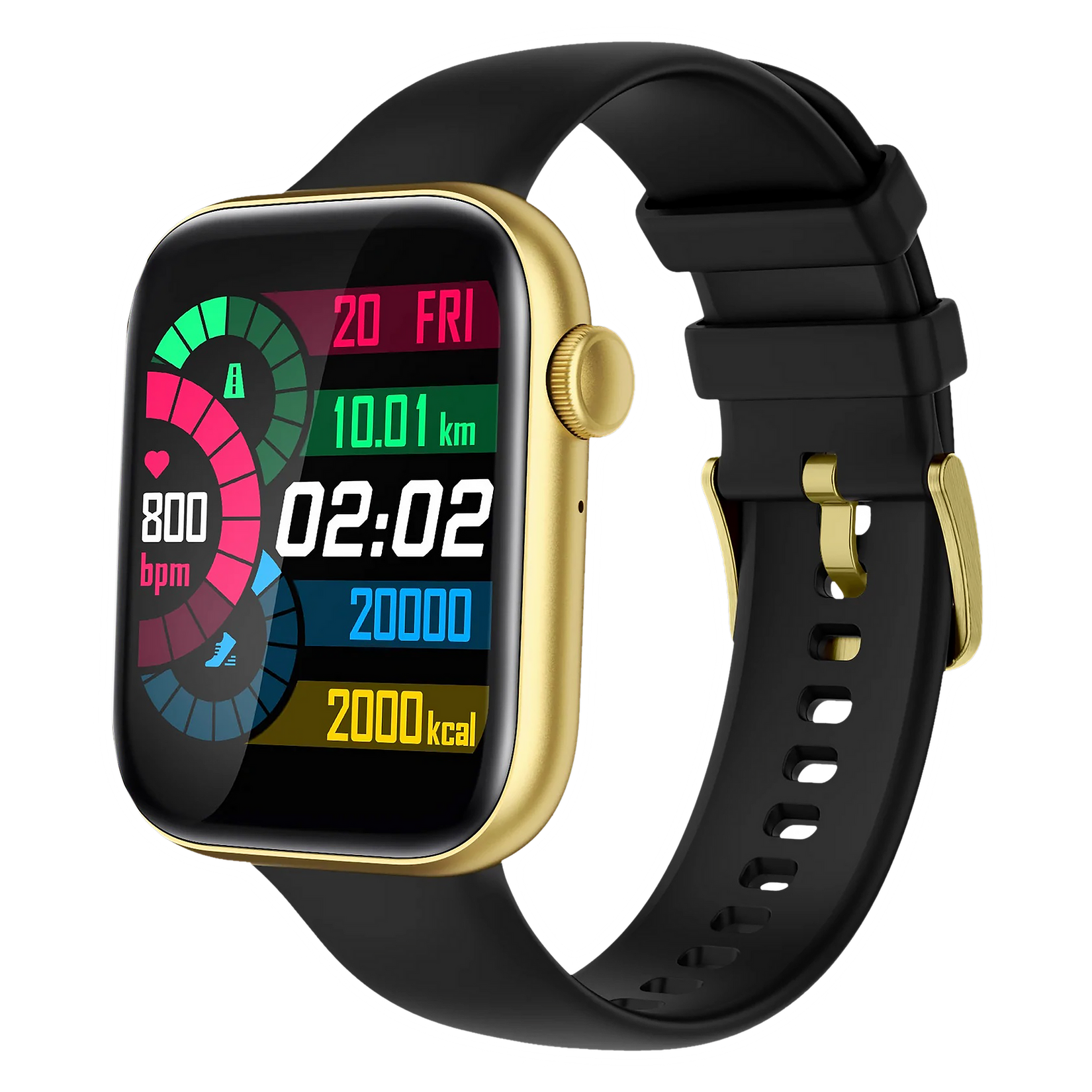 Fire-Boltt Ring 3 Smartwatch with Bluetooth Calling BSW043 GOLD BLACK - Kamal Watch Company