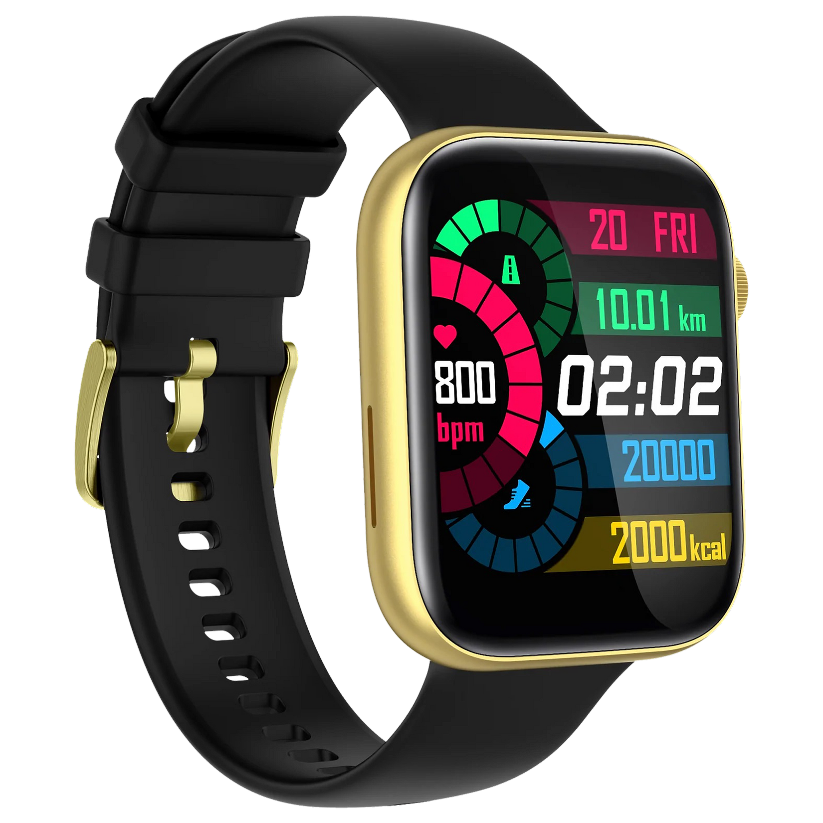 Fire-Boltt Ring 3 Smartwatch with Bluetooth Calling BSW043 GOLD BLACK - Kamal Watch Company