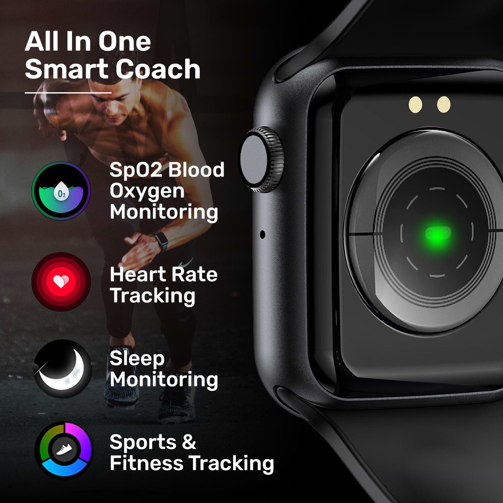 Fire-Boltt Ring Smartwatch with Bluetooth Calling BSW005 BLACK - Kamal Watch Company