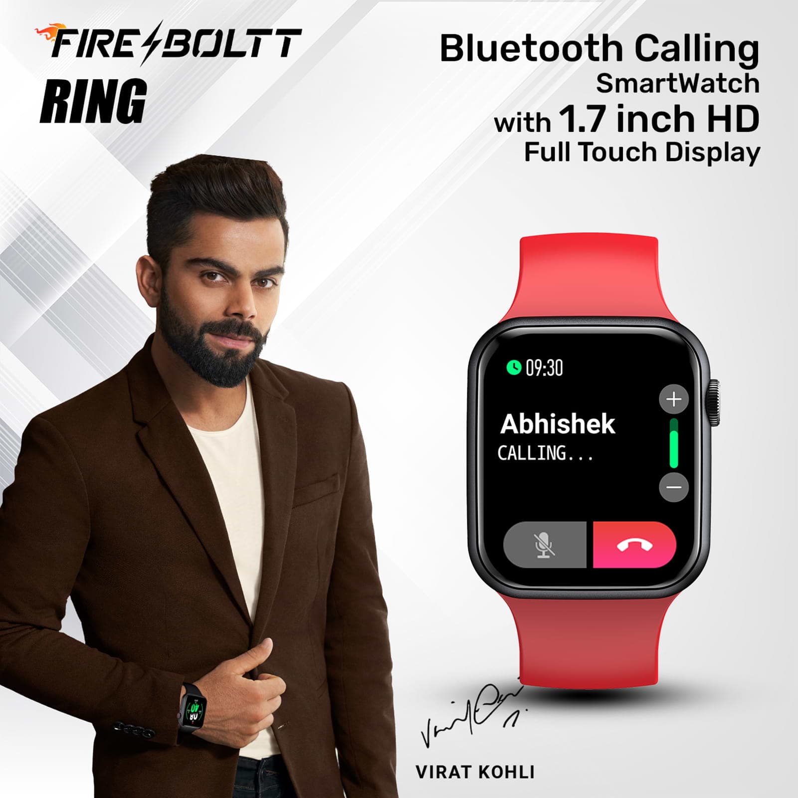 Fire-Boltt Ring Smartwatch with Bluetooth Calling BSW005 RED - Kamal Watch Company