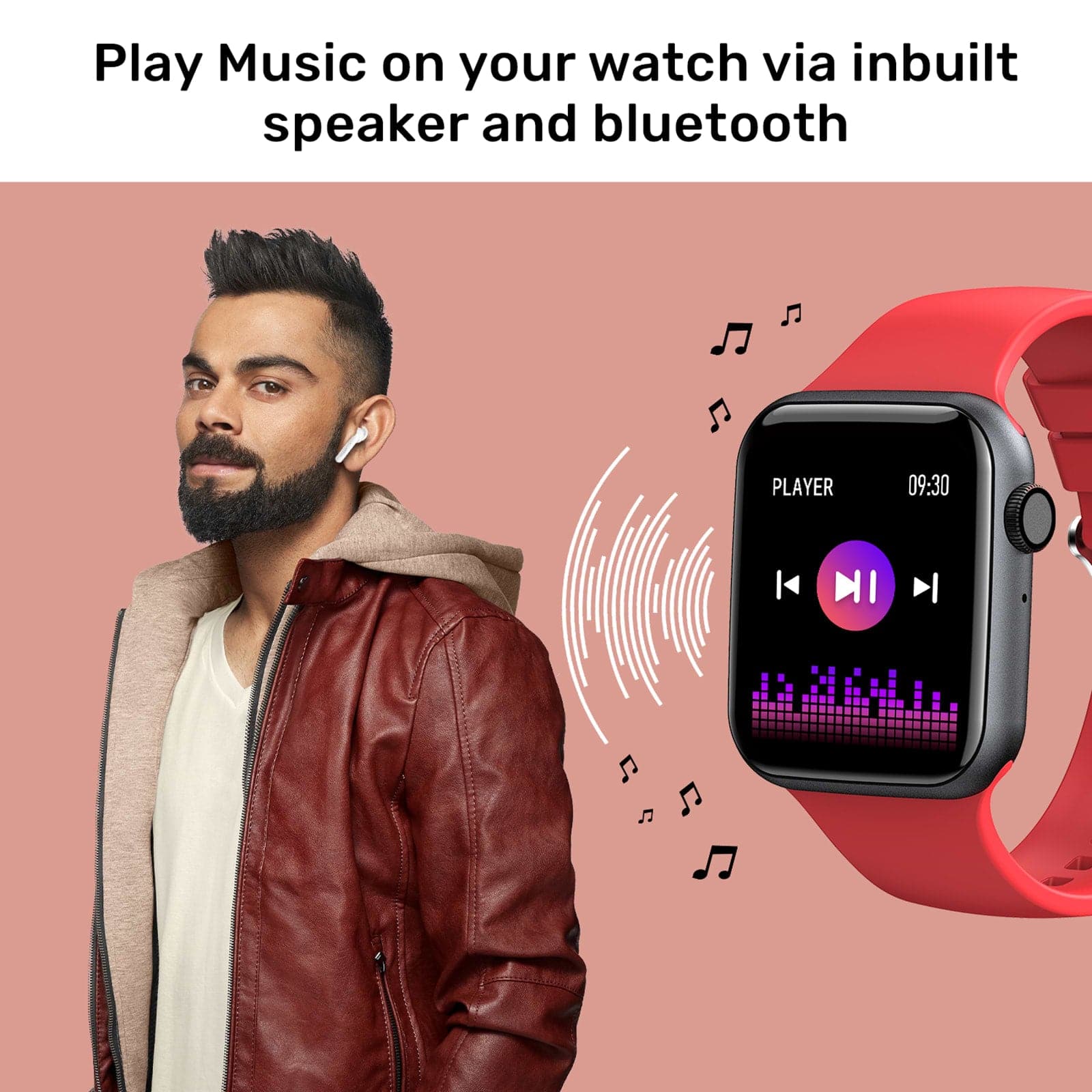 Fire-Boltt Ring Smartwatch with Bluetooth Calling BSW005 RED - Kamal Watch Company