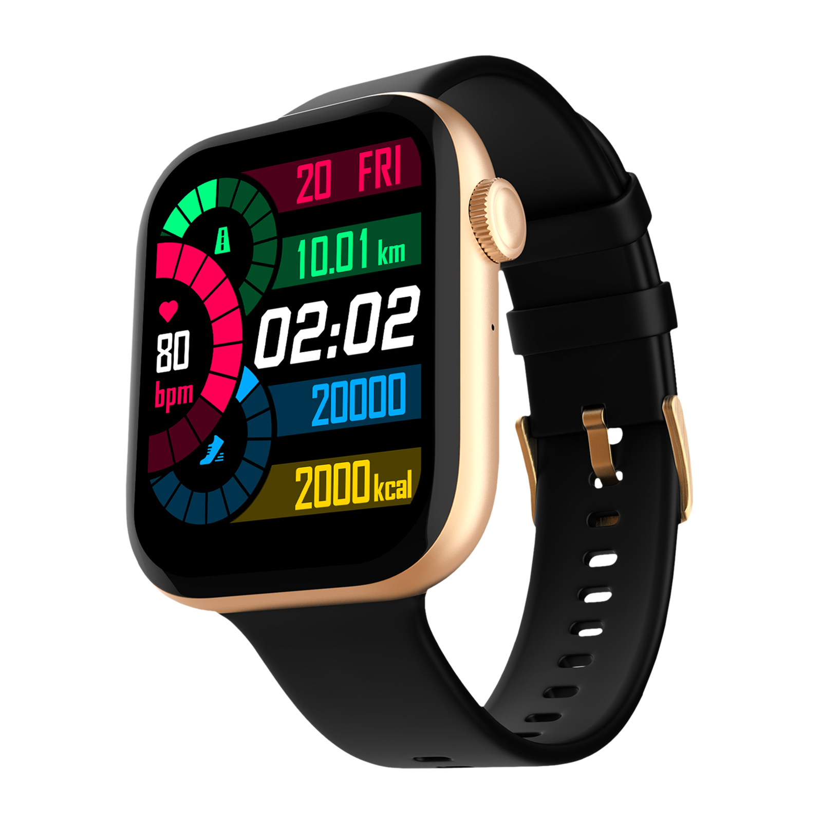 Fire-Boltt Ring 3 Smartwatch with Bluetooth Calling BSW043 GOLD BLACK - Kamal Watch Company