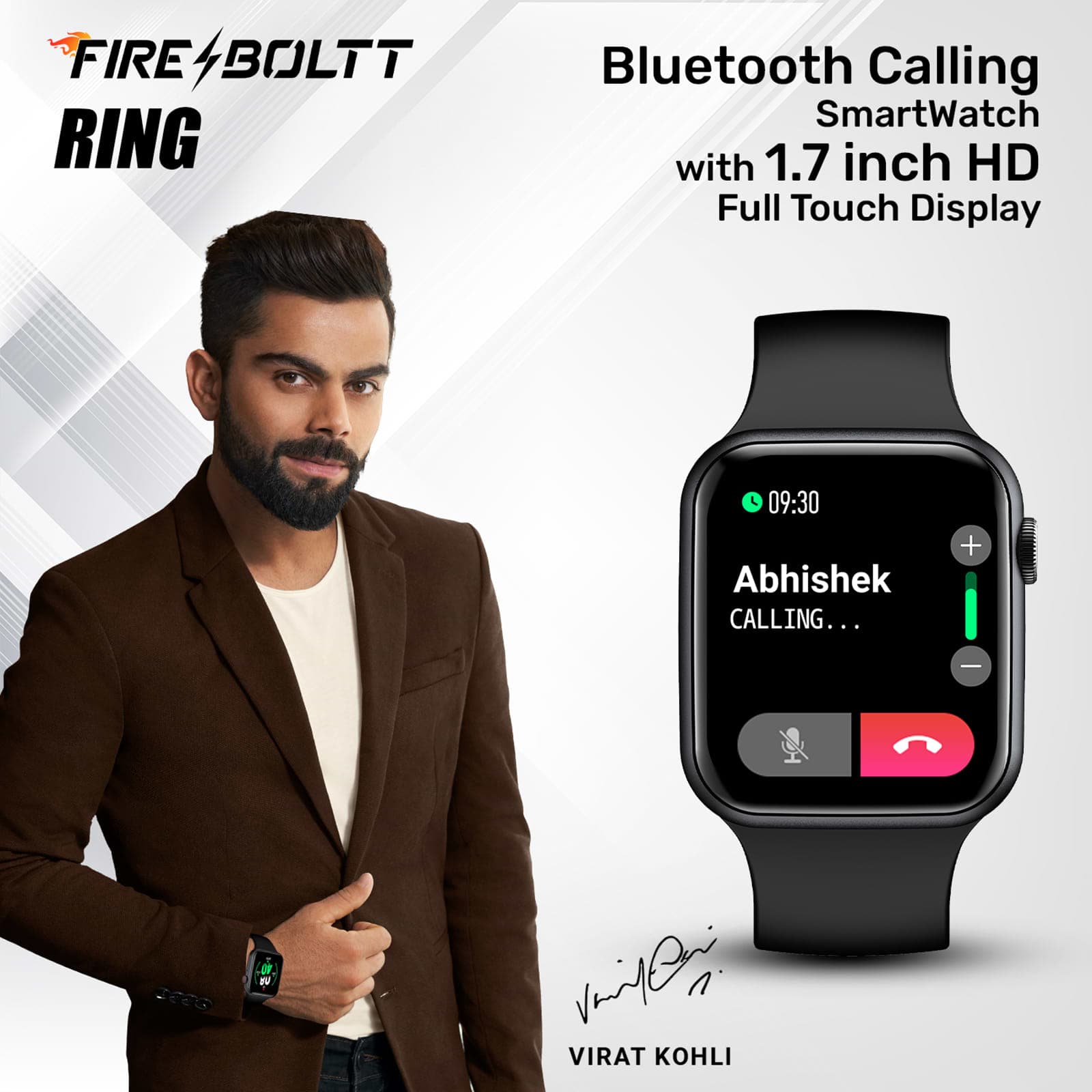 Fire-Boltt Ring Smartwatch with Bluetooth Calling BSW005 BLACK - Kamal Watch Company