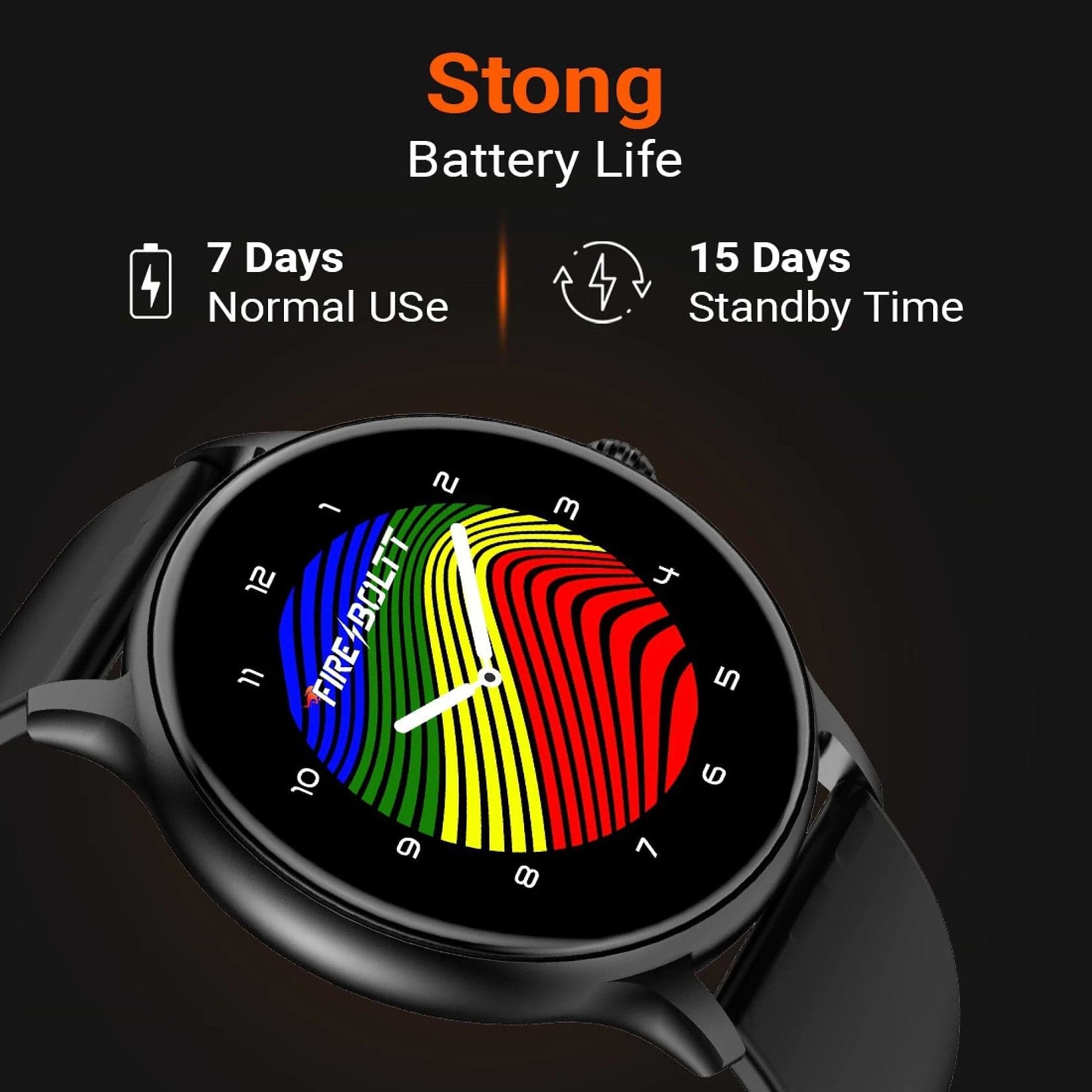 Fire-Boltt Hurricane Smartwatch BSW034 BLACK - Kamal Watch Company