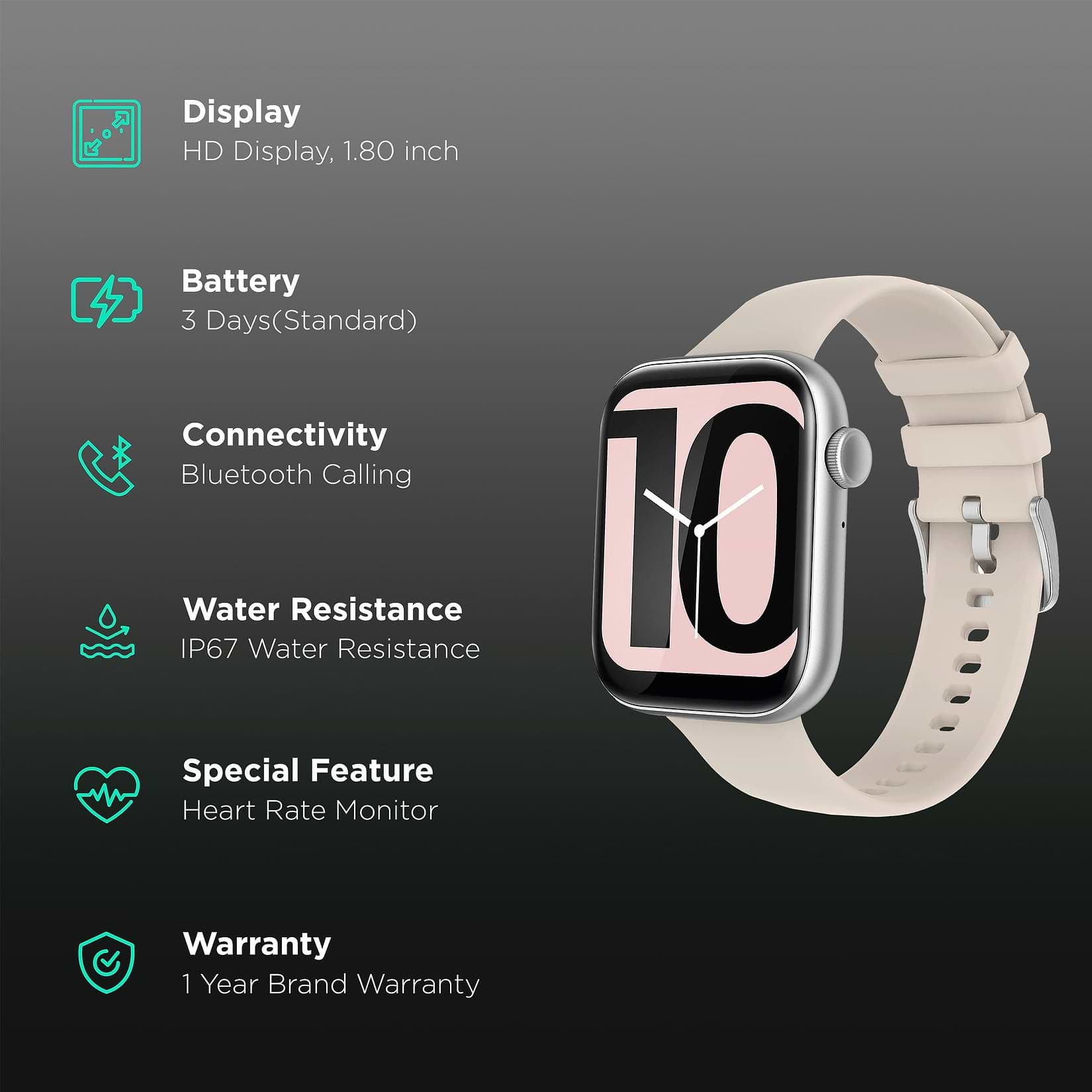 Fire-Boltt Ring 3 Smartwatch with Bluetooth Calling BSW043-SILVER - Kamal Watch Company