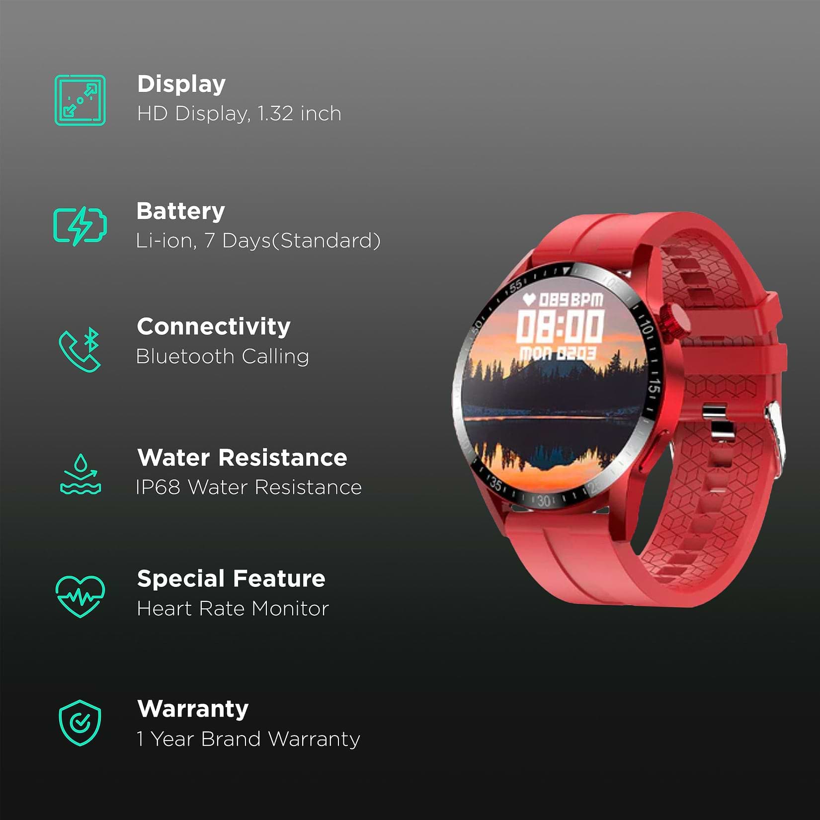 Fire-Boltt Talk Pro Smartwatch with Bluetooth Calling BSW038 RED - Kamal Watch Company
