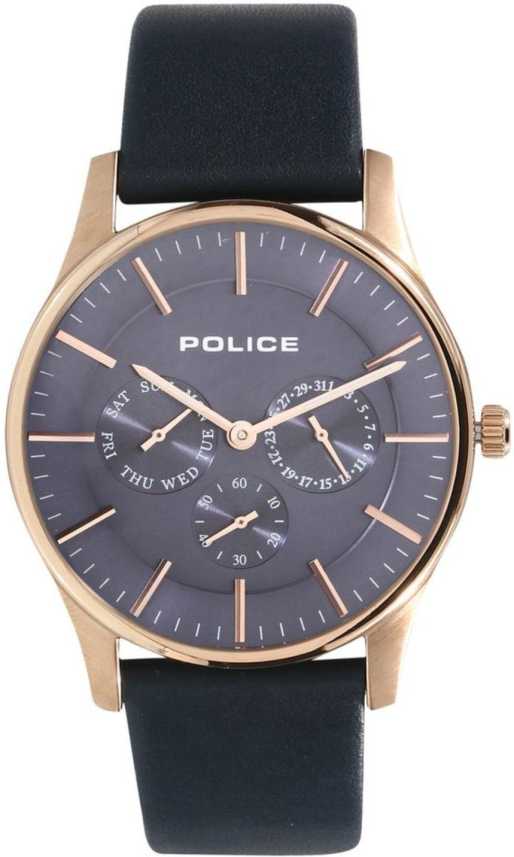 Police Blue Dial Blue Leather Strap Men's Watch NCPL14701JSR03 - Kamal Watch Company