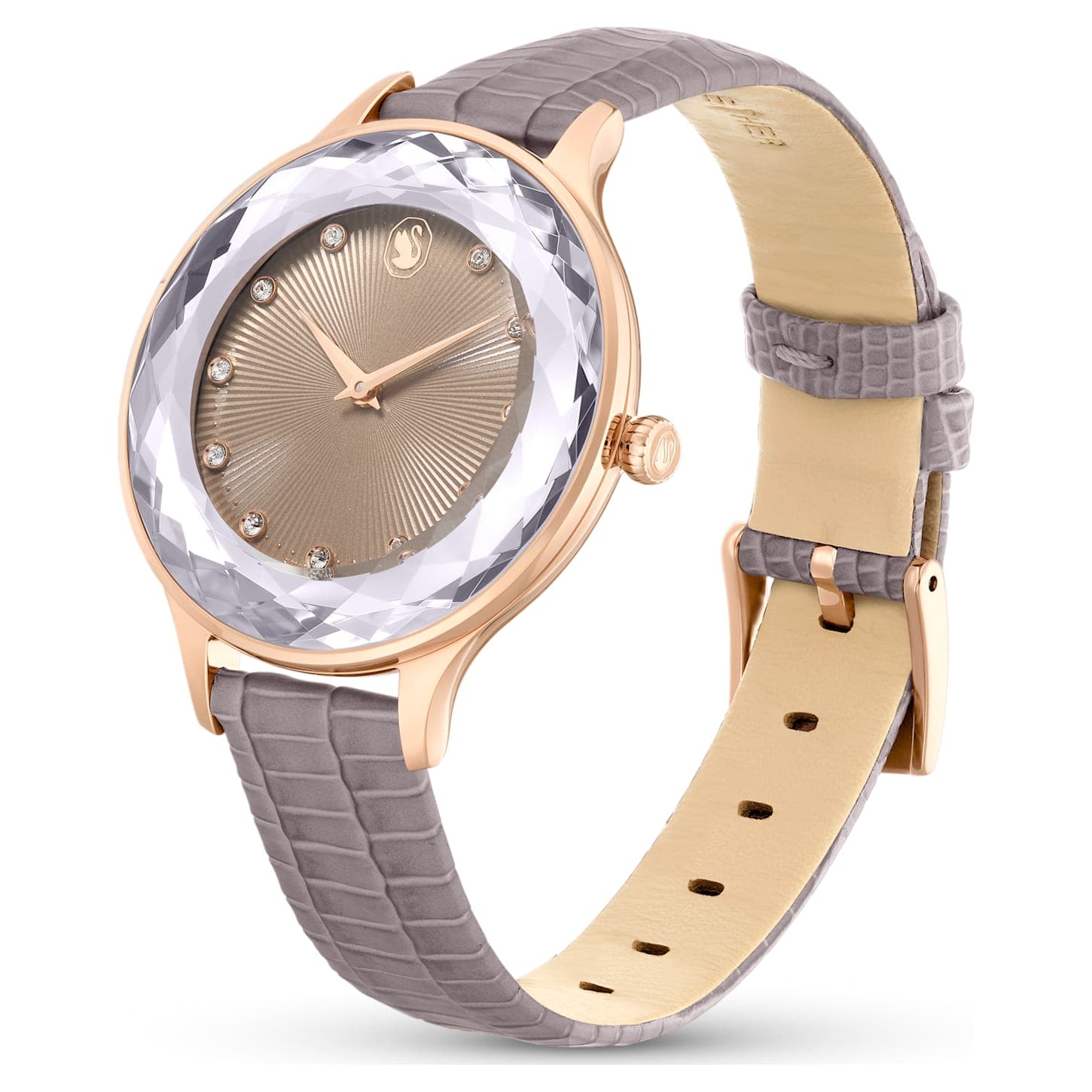 Octea Nova watch Swiss Made Leather strap Beige Rose gold tone fini