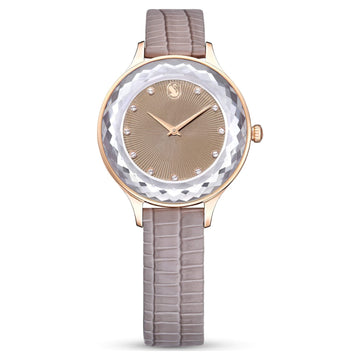 Octea Nova watch Swiss Made, Leather strap, Beige, Rose gold-tone finish - Kamal Watch Company