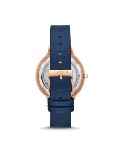 Anita 36 mm Silver Dial Leather Analog Watch for Women - SKW3083 - Kamal Watch Company