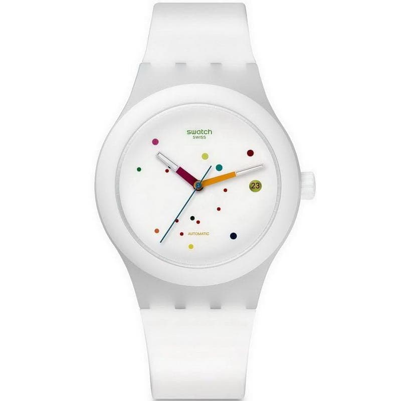 Swatch Sistem Automatic White Dial White Rubber Men's Watch - Kamal Watch Company