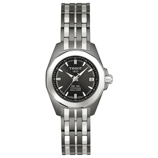 TISSOTPRC 100 Quartz Anthracite Dial Titanium Ladies Watch T008.010.44.061.00 - Kamal Watch Company