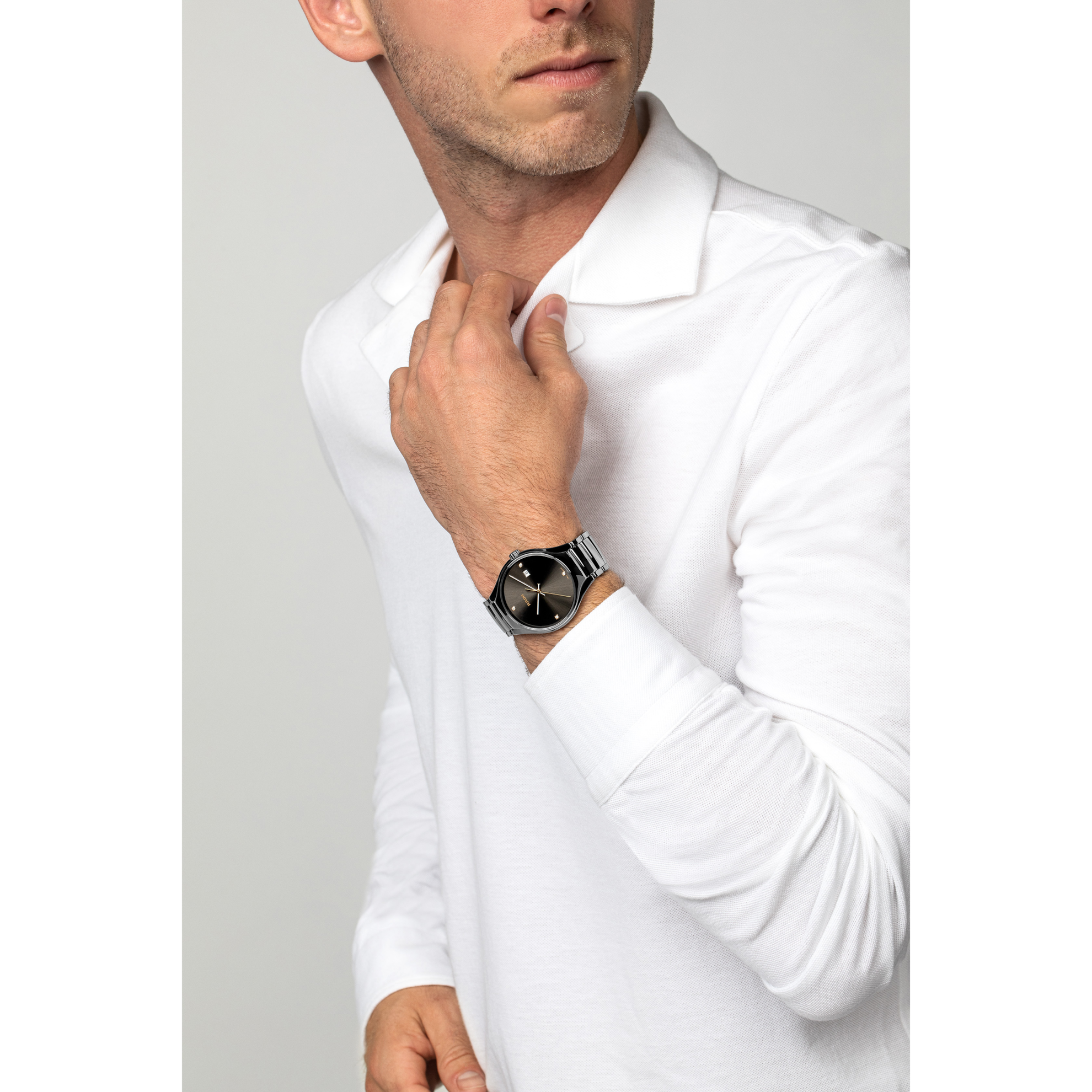 Rado True Grey Dial Diamond Watch For Men