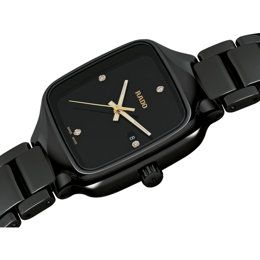 Rado True Square Diamonds Black Dial Women Watch - Kamal Watch Company