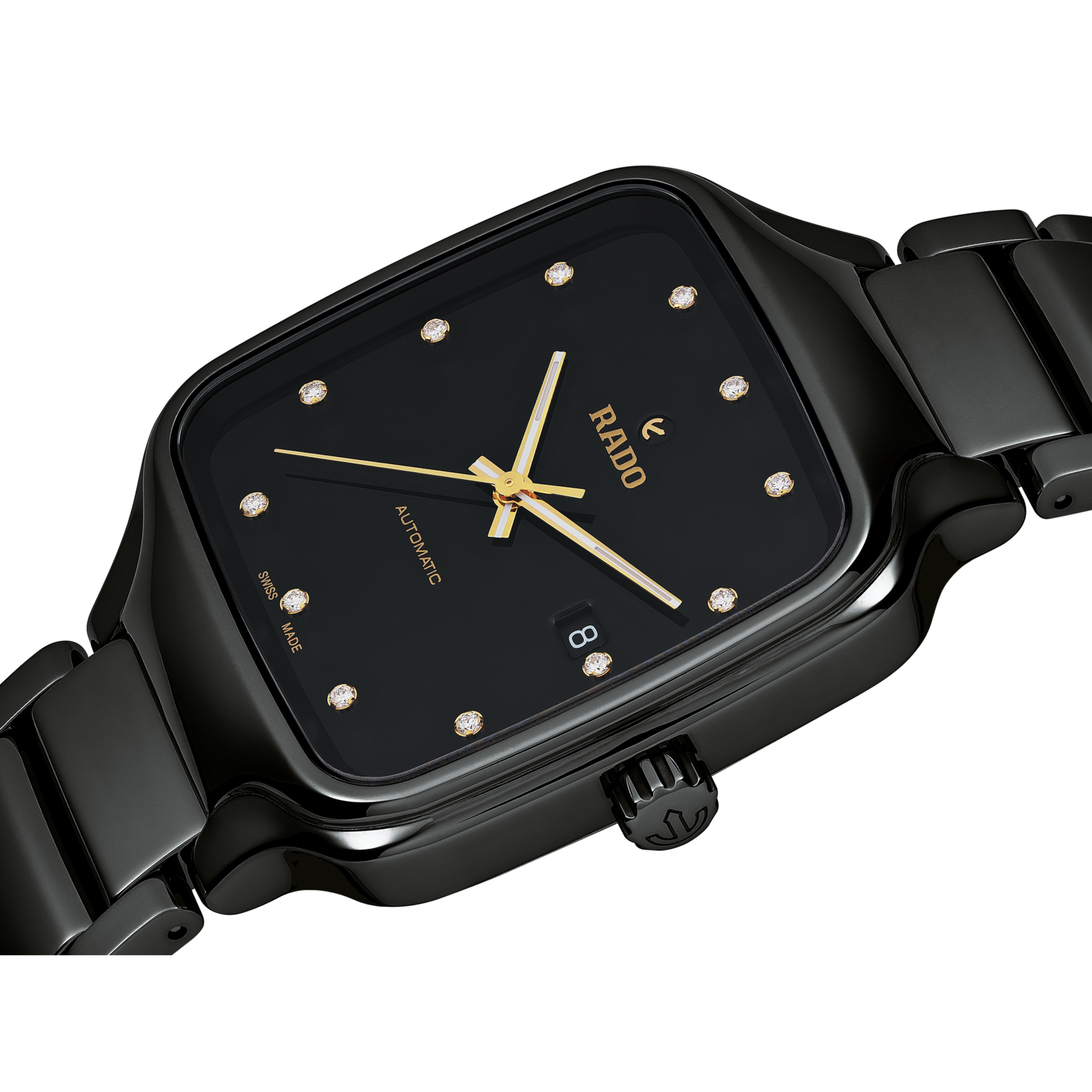 Rado True Square Automatic Women Black Diamond Dial Watch - Kamal Watch Company