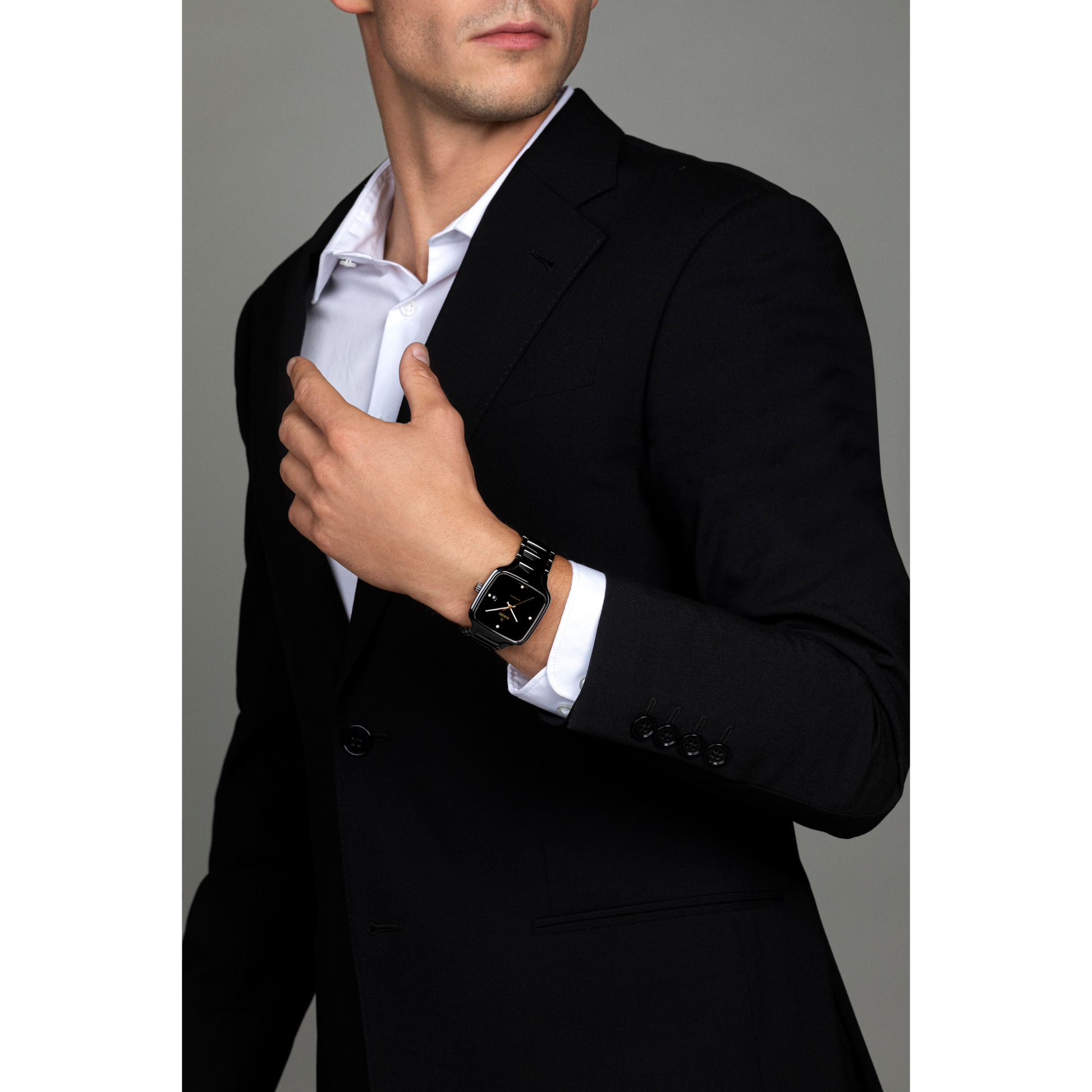 Rado True Square Automatic Men Black Diamond Dial Watch - Kamal Watch Company