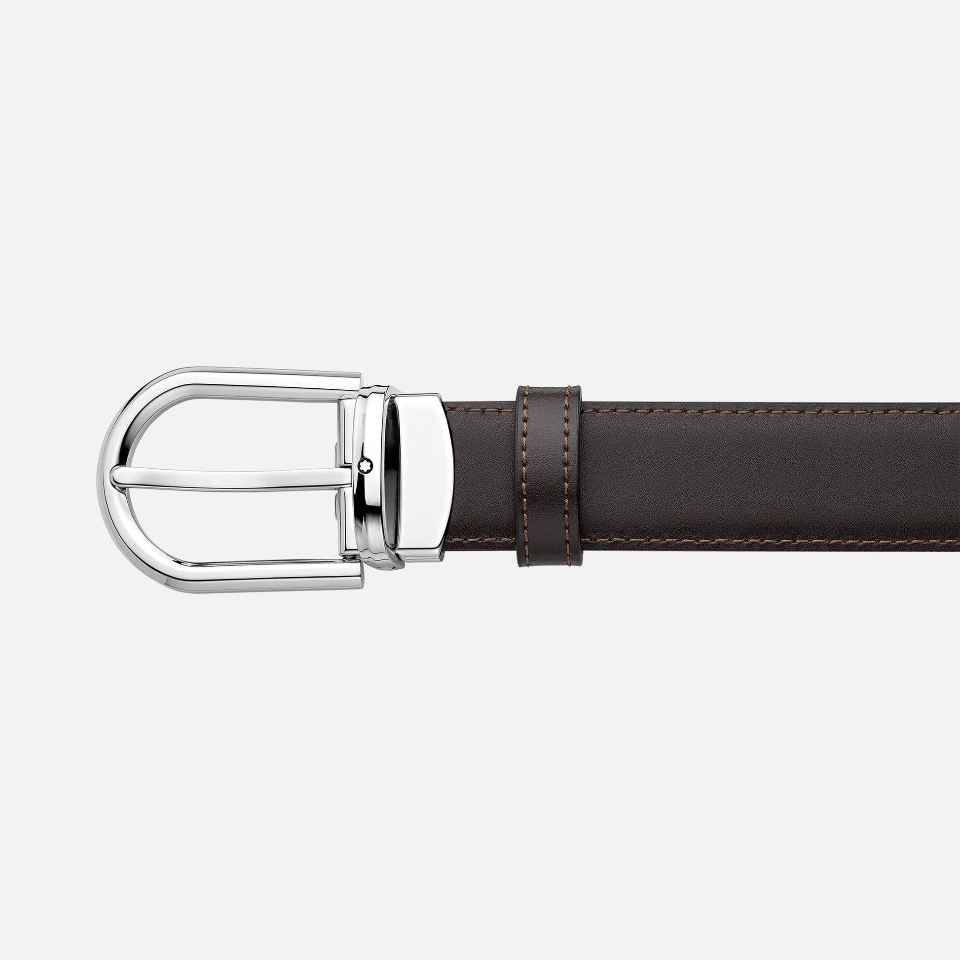 Montblanc Horseshoe buckle black/brown 30 mm reversible leather belt MB123890 - Kamal Watch Company