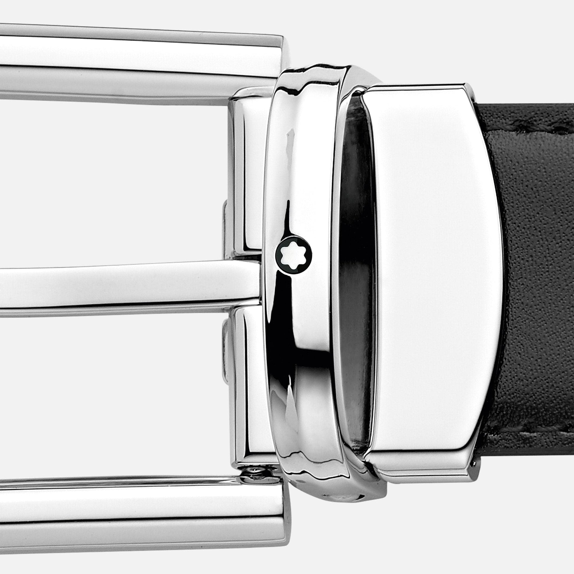Montblanc Horseshoe buckle black/brown 30 mm reversible leather belt MB123890 - Kamal Watch Company