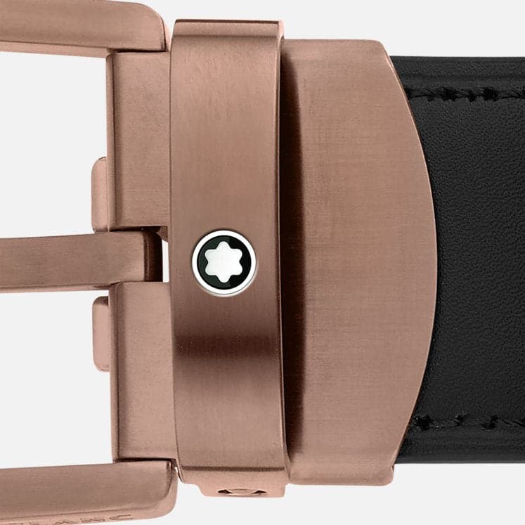Montblanc Horseshoe buckle black 30 mm leather belt MB129426 - Kamal Watch Company