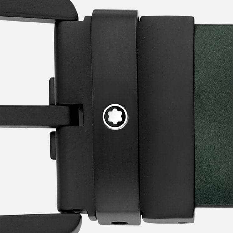 Montblanc Horseshoe buckle green 35 mm leather belt MB129428 - Kamal Watch Company