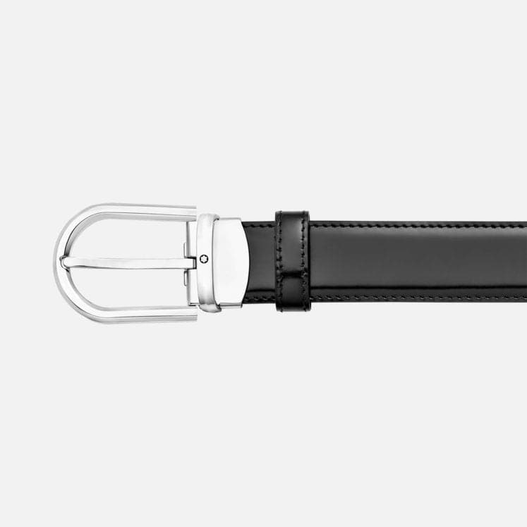 Montblanc Horseshoe buckle black 30 mm leather belt MB126012 - Kamal Watch Company