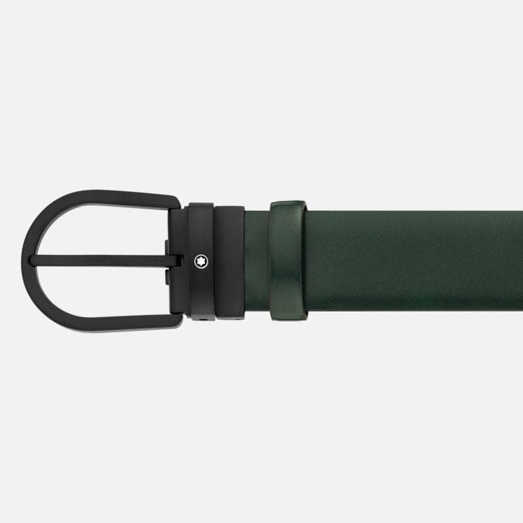 Montblanc Horseshoe buckle green 35 mm leather belt MB129428 - Kamal Watch Company