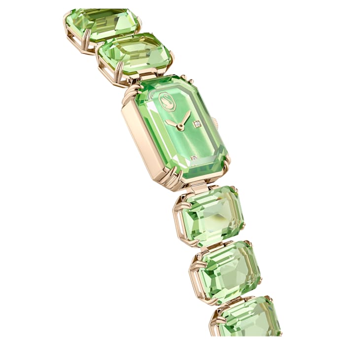 Swarovski Octagon cut bracelet, Green, Champagne gold-tone finish 5630834 - Kamal Watch Company