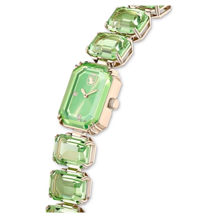 Swarovski Octagon cut bracelet, Green, Champagne gold-tone finish 5630834 - Kamal Watch Company