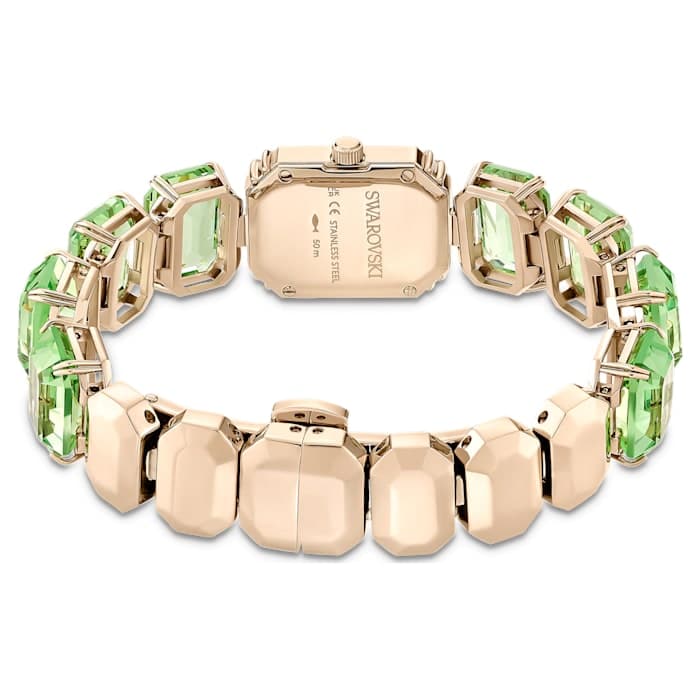 Swarovski Octagon cut bracelet, Green, Champagne gold-tone finish 5630834 - Kamal Watch Company