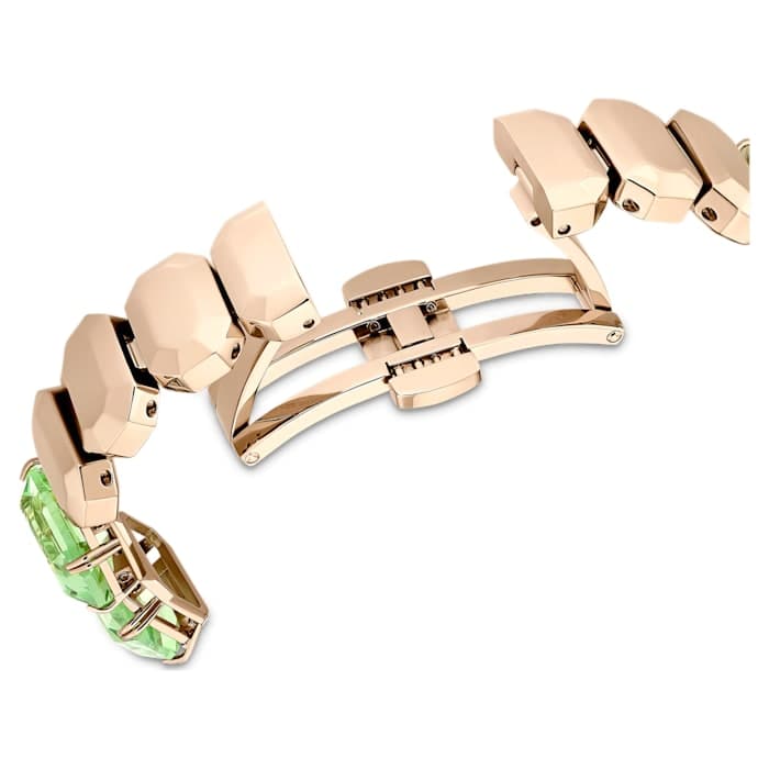 Swarovski Octagon cut bracelet, Green, Champagne gold-tone finish 5630834 - Kamal Watch Company